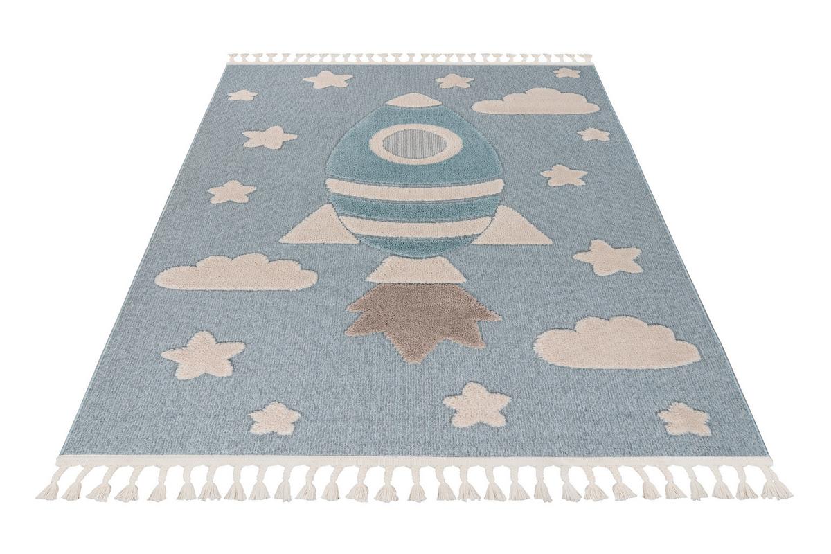Flachwebteppich My Fano 391 Spac 120x170 - Blau/Multicolor, Basics, Textil (120/170cm) - Obsession