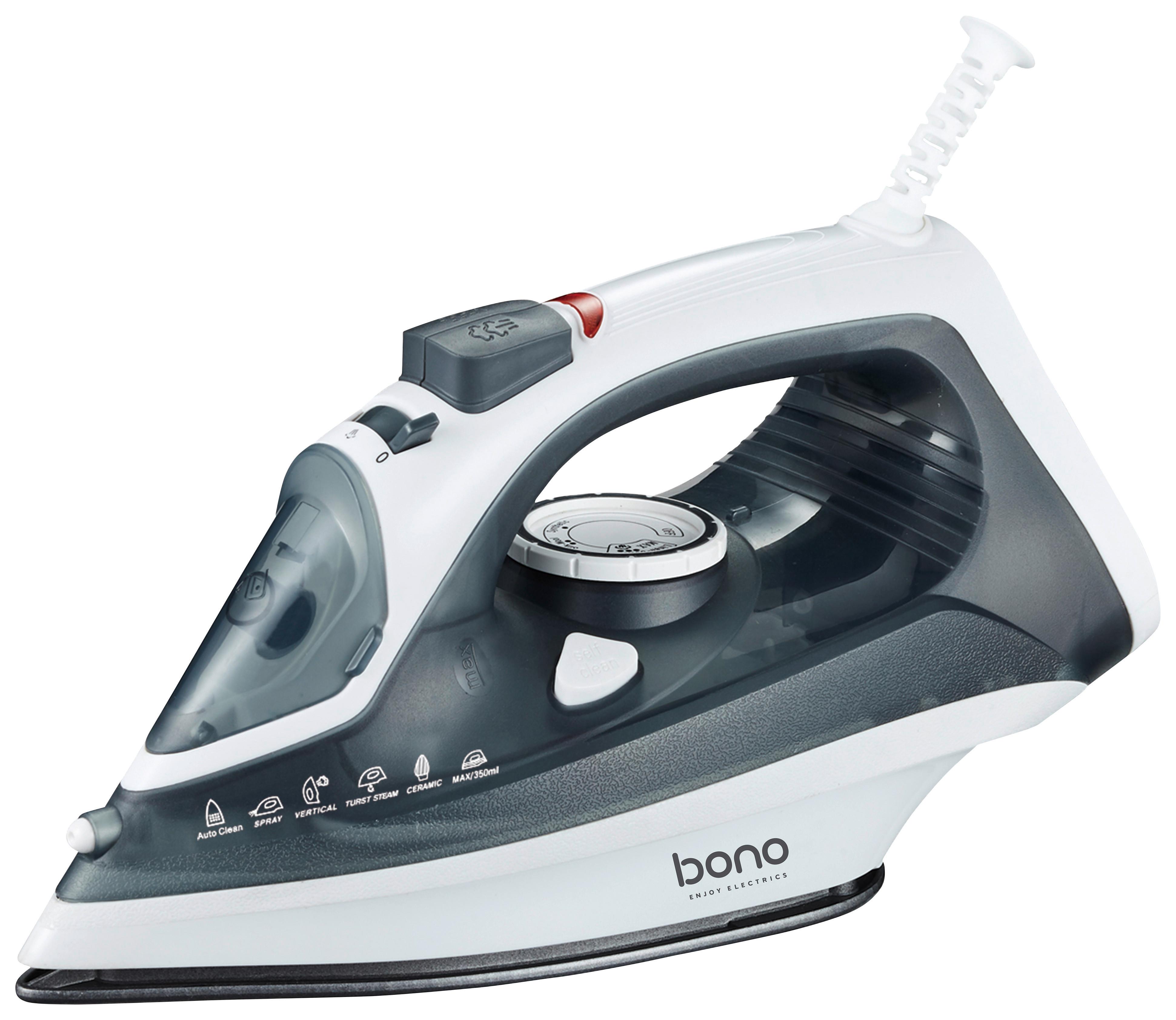 Dampfbügeleisen Mara Grau/Weiß 2.000-2.300 W - Weiß/Grau, KONVENTIONELL, Keramik/Kunststoff (27,5/11,5/15cm) - Bono