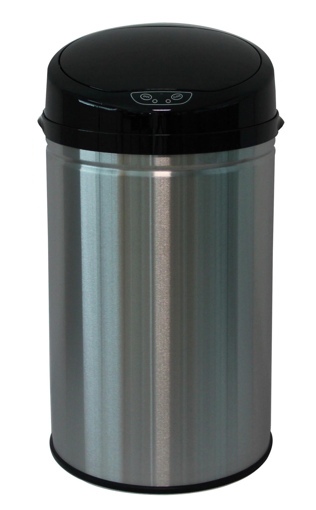 Mülleimer Inox Brushed 30l Edelstahl Schwarz/Silber - Silberfarben/Schwarz, Trend, Kunststoff/Metall (31/31/61,5cm) - Echtwerk