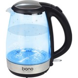 Wasserkocher Elvis - Edelstahlfarben/Schwarz, Basics, Glas/Kunststoff (22,7/15,6/25,1cm) - Bono