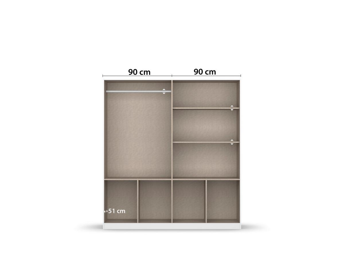 Drehtürenschrank Berlin Weiß/Grau B: 181 cm - Weiß/Grau, MODERN, Holzwerkstoff (181/210/54cm) - Rauch Möbel