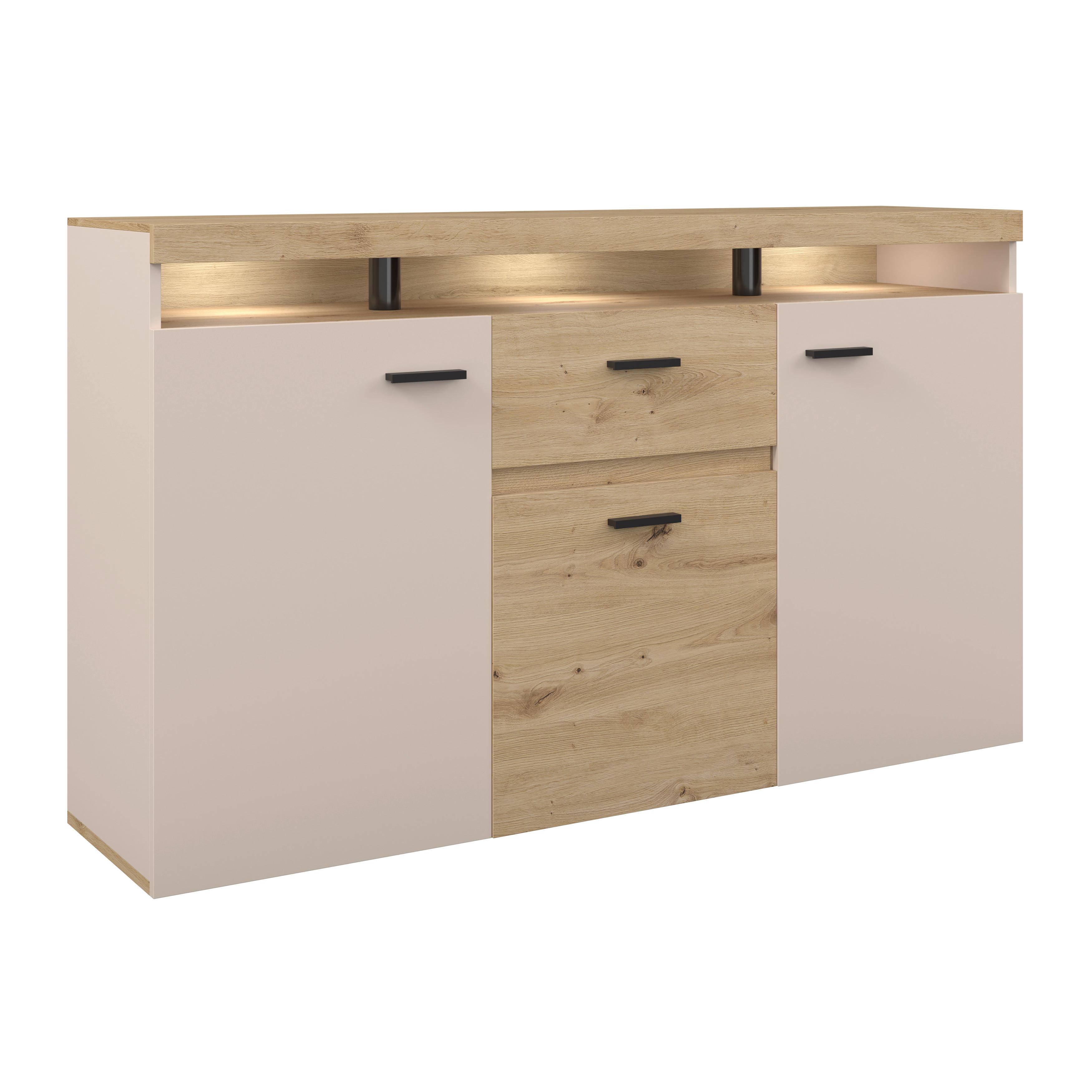 Sideboard mit LED 151cm Strada Giga, Eiche Artisan/Kashmir