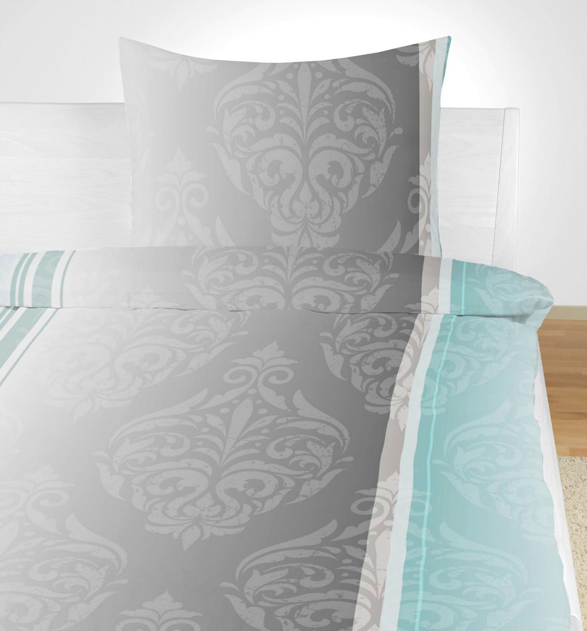 Bettwäsche 140x200 cm Natalia Bunt in verschiedenen Designs - Blau/Beige, KONVENTIONELL, Textil - Ondega