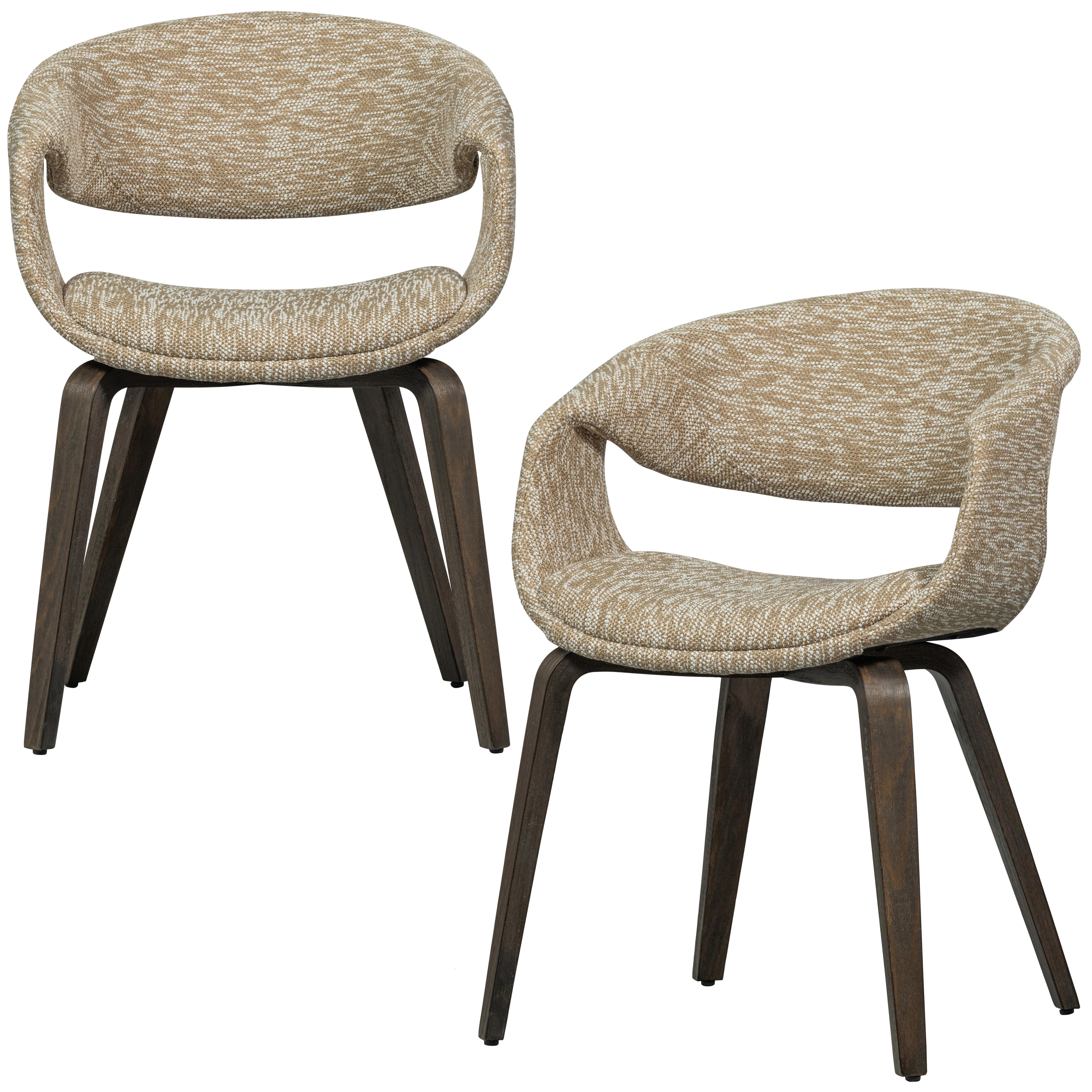 Armlehnstuhl-Set Yossi Sand/Dunkelbraun B: 57cm - Sandfarben/Dunkelbraun, MODERN, Holzwerkstoff/Textil (57/78/57cm) - Livetastic
