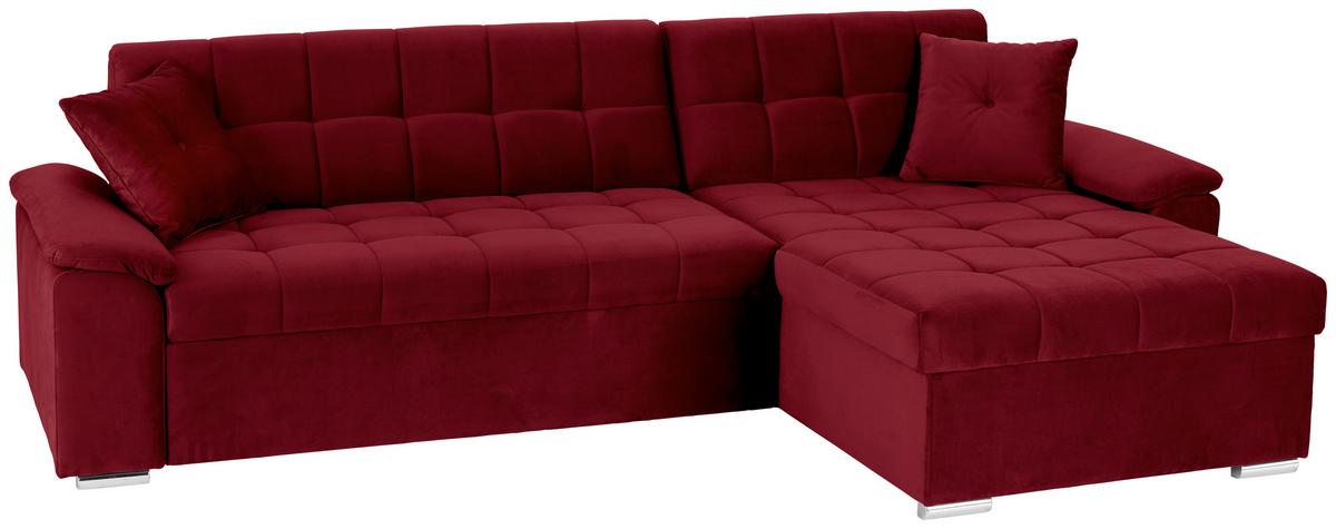 Ecksofa Bali Rot, 208x120cm - Rot, Trend, Textil (257/167cm) - Livetastic