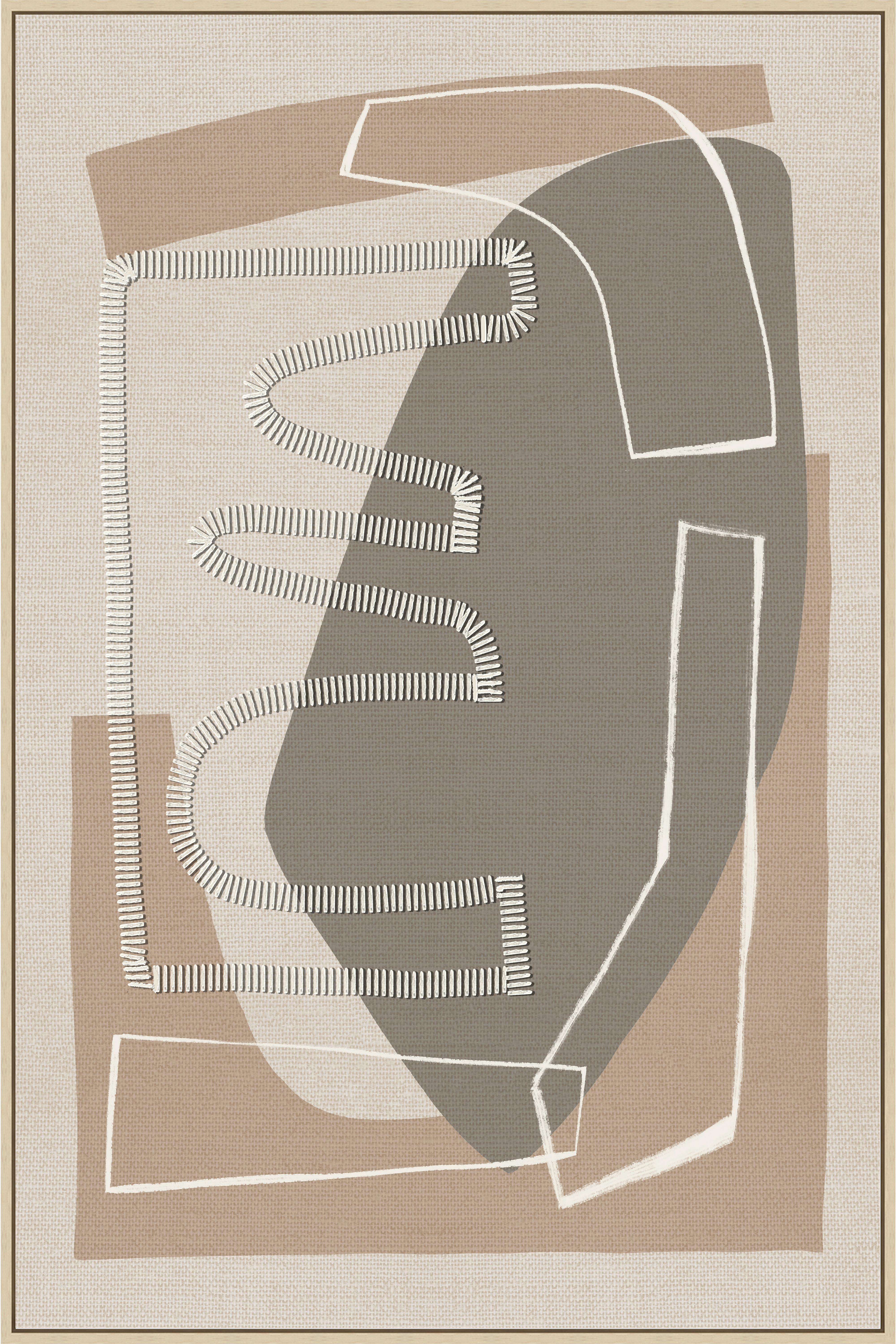 Obraz na plátně LOTTA, 60x90cm - šedá/přírodní barvy, Moderní, kompozitní dřevo/textil (60/90cm) - Premium Living