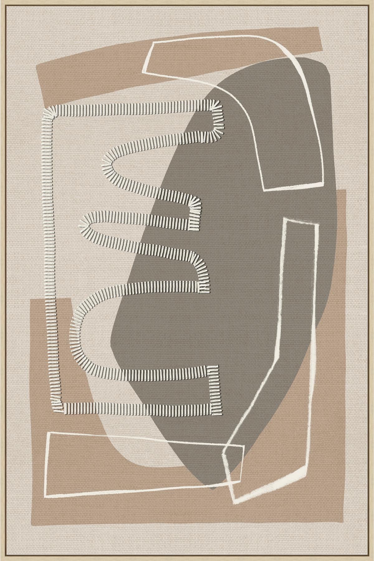 Obraz na plátně LOTTA, 60x90cm - šedá/přírodní barvy, Moderní, kompozitní dřevo/textil (60/90cm) - Premium Living