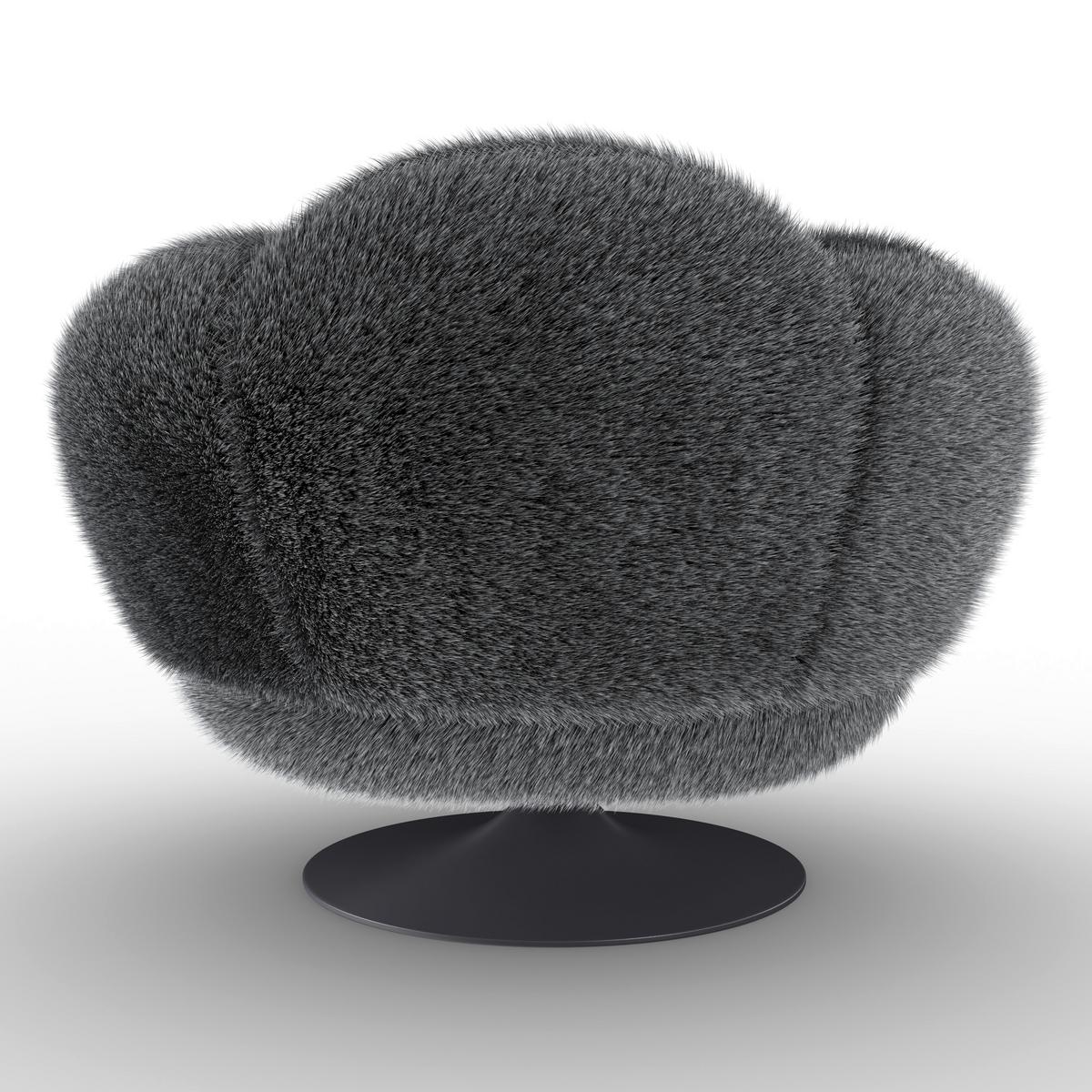 Otočné relaxační křeslo LEO, černý plyš, max. 140 kg - bílá/černá, Moderní, kov/textil (96/78/93cm) - Bessagi Home