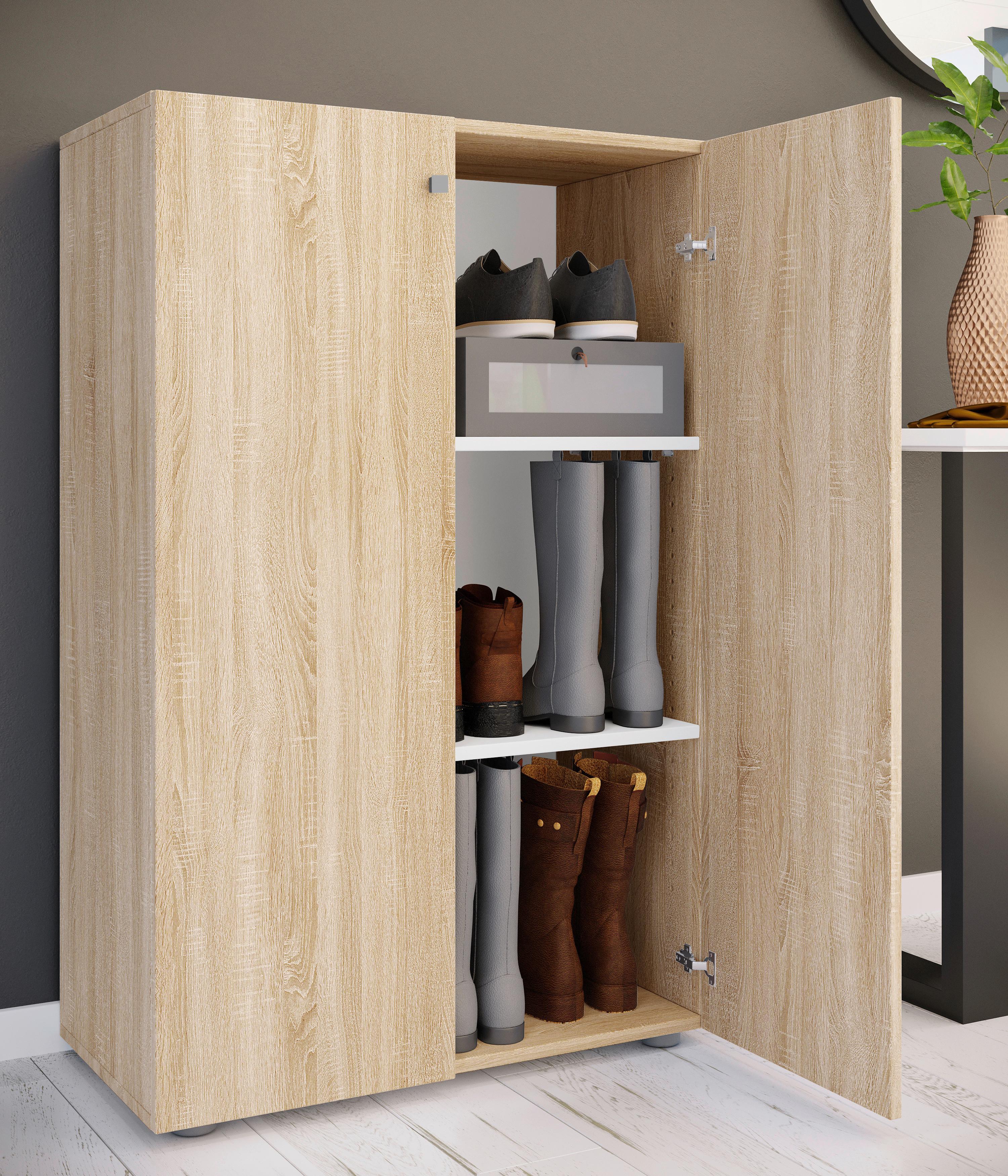 Schuhschrank Lona Sonoma Eiche Dekor - Schwarz/Sonoma Eiche, Design, Holzwerkstoff (70/110/39cm) - MID.YOU