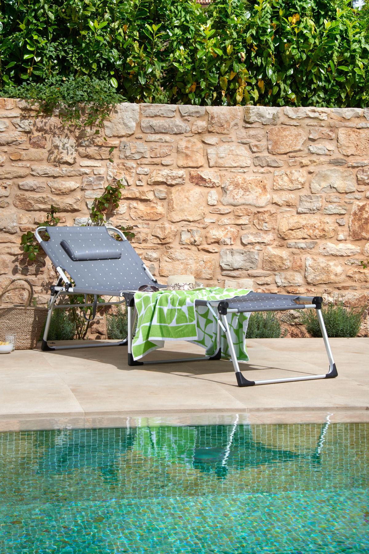 Sonnenliege Lucca Aluminium, Textillehne verstellbar - Grau, MODERN, Textil/Metall (227qm) - Greemotion