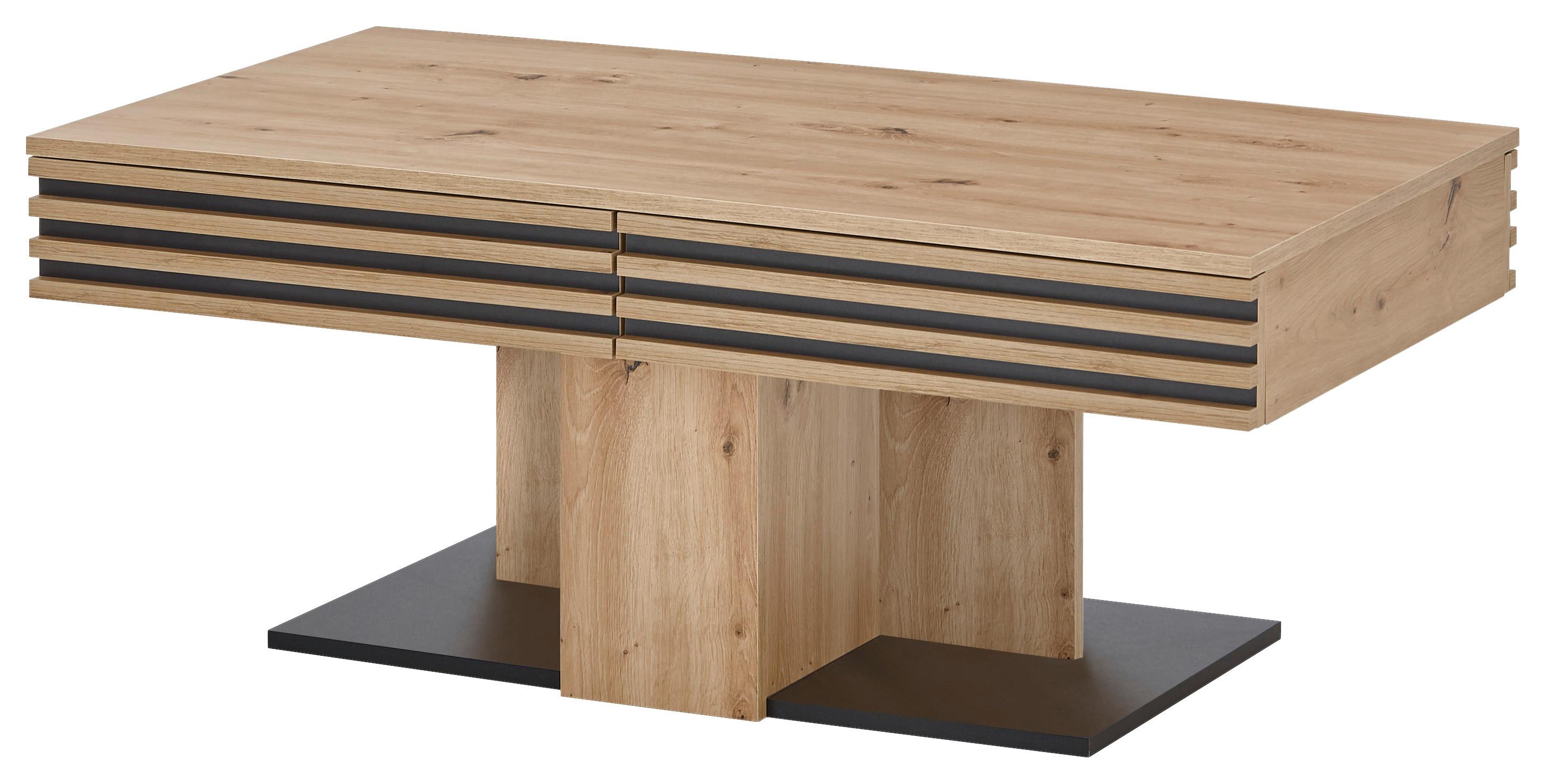 Couchtisch Luara - Schwarz/Eiche Artisan, Design, Holzwerkstoff (110/60/45cm) - Livetastic