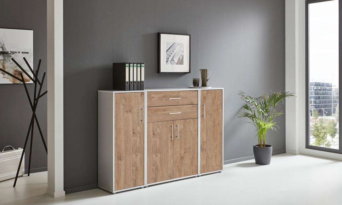 Aktenschrank Office Edition Grau/eiche Dekor B: 172,6cm - Eichefarben/Grau, MODERN, Holzwerkstoff (172,6/113,6/33cm) - MID.YOU