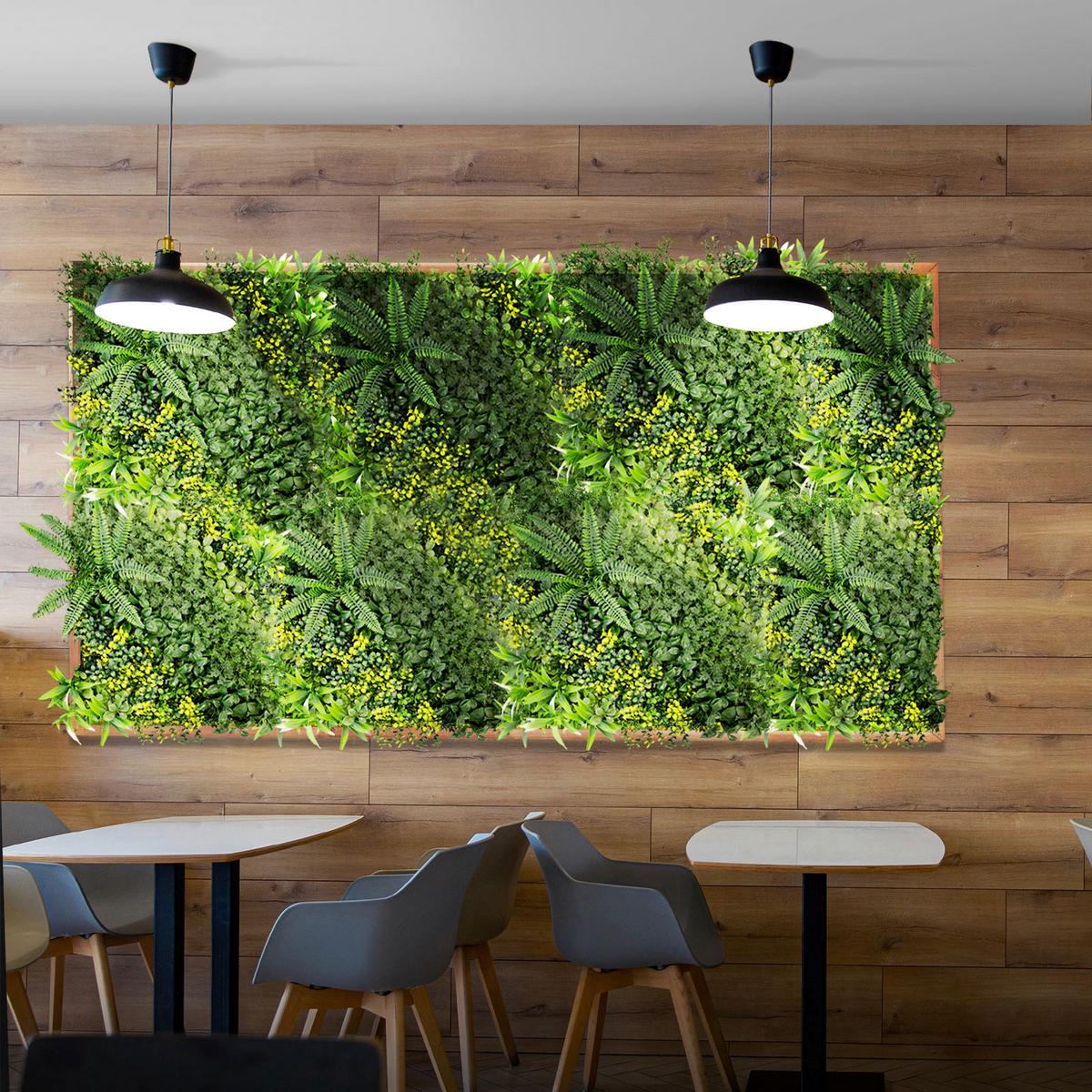 Wandverkleidung Kunstpflanze - Dunkelgrün/Gelb, Trend, Kunststoff (50/50cm) - Floordirekt