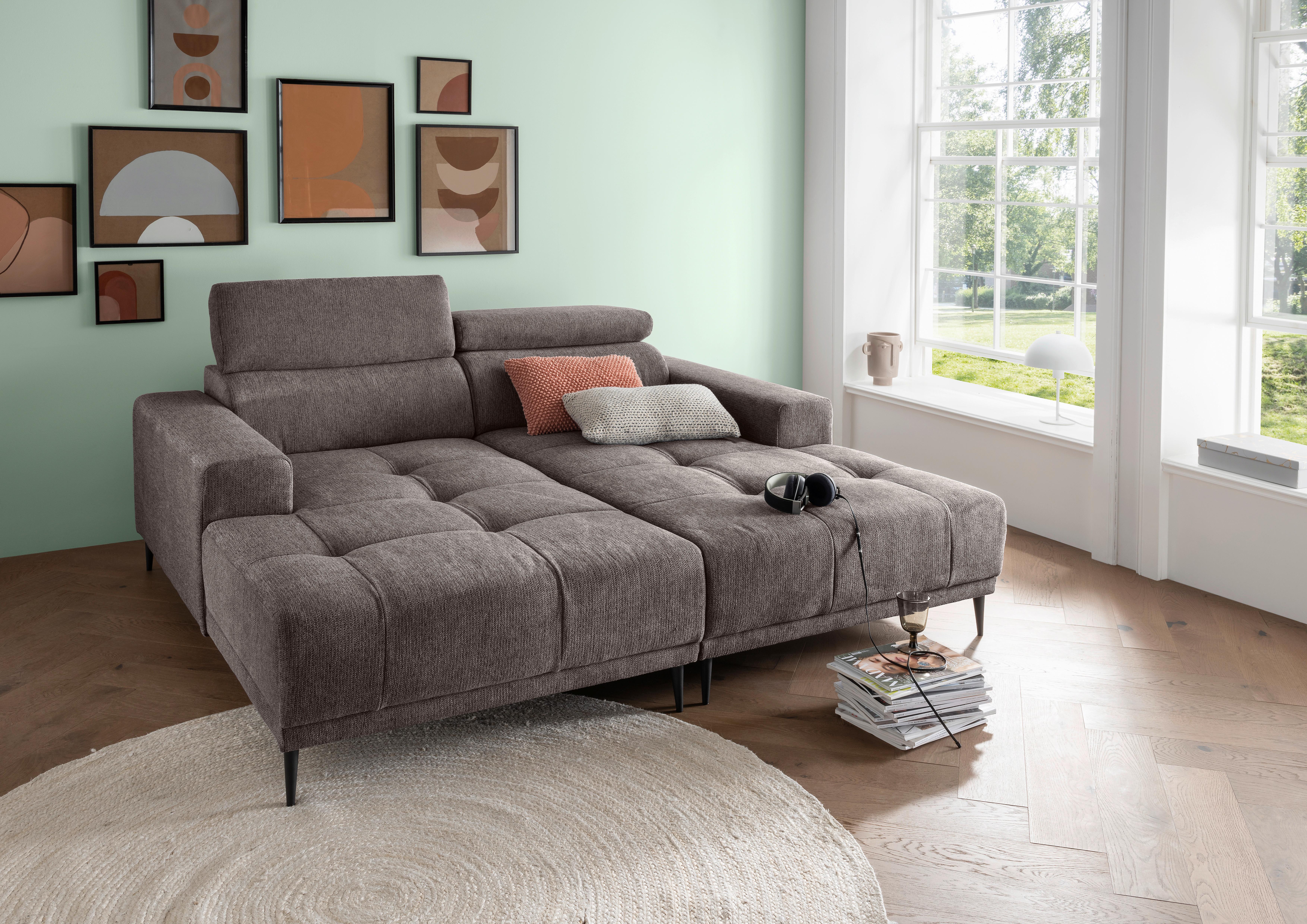 Ecksofa Intera Graubraun S: 200x188 Cm - Graubraun/Schwarz, KONVENTIONELL, Textil (200/188cm) - Livetastic
