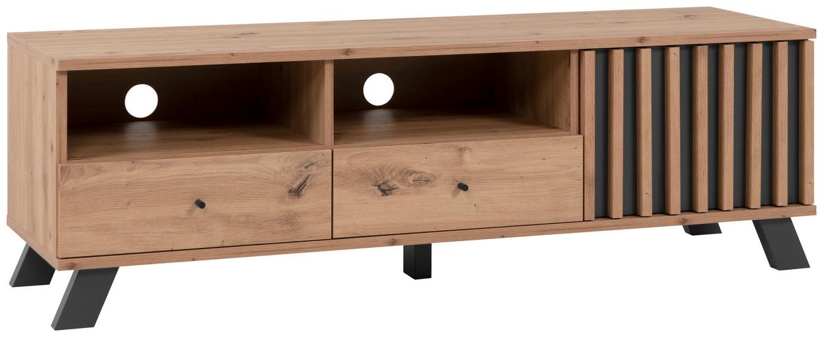 Lowboard Medan B: 138 cm Anthrazit/Eiche Dekor - Anthrazit/Eiche Artisan, LIFESTYLE, Holzwerkstoff (138/44/40cm) - MID.YOU