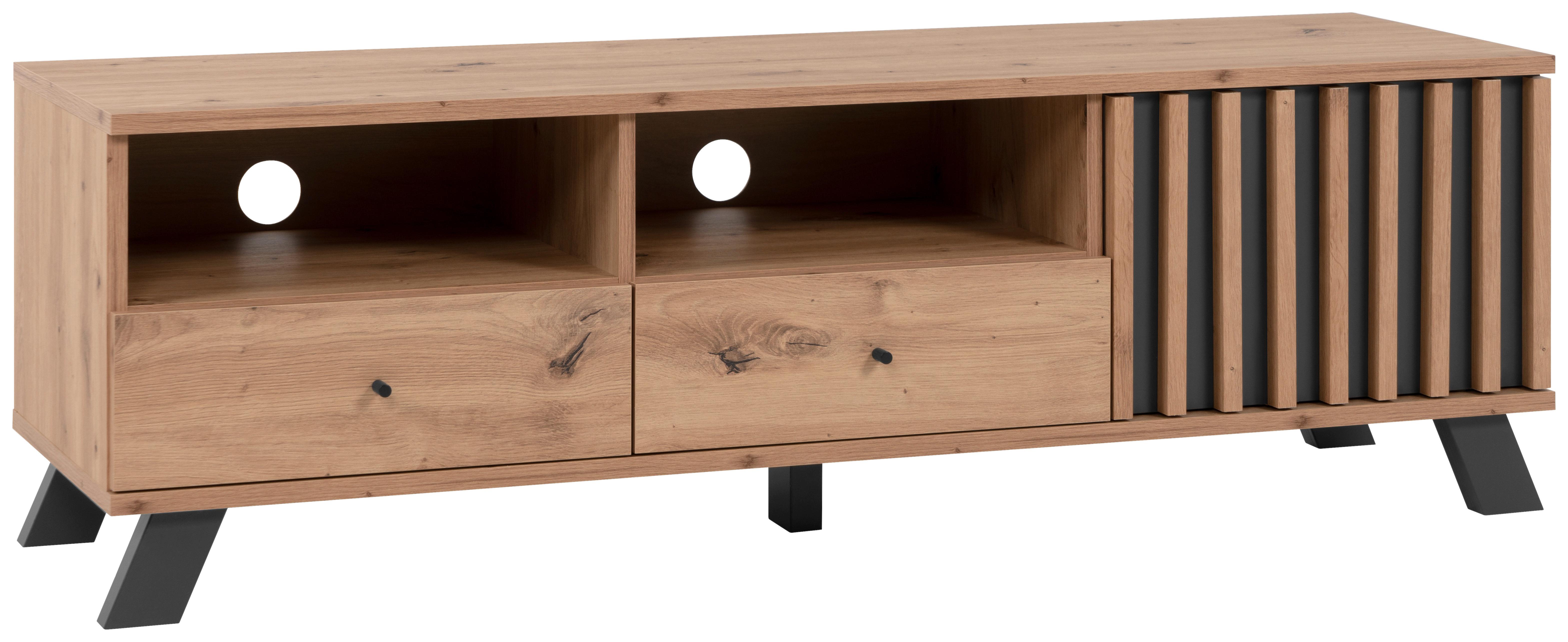 Lowboard Medan B: 138 cm Anthrazit/Eiche Dekor