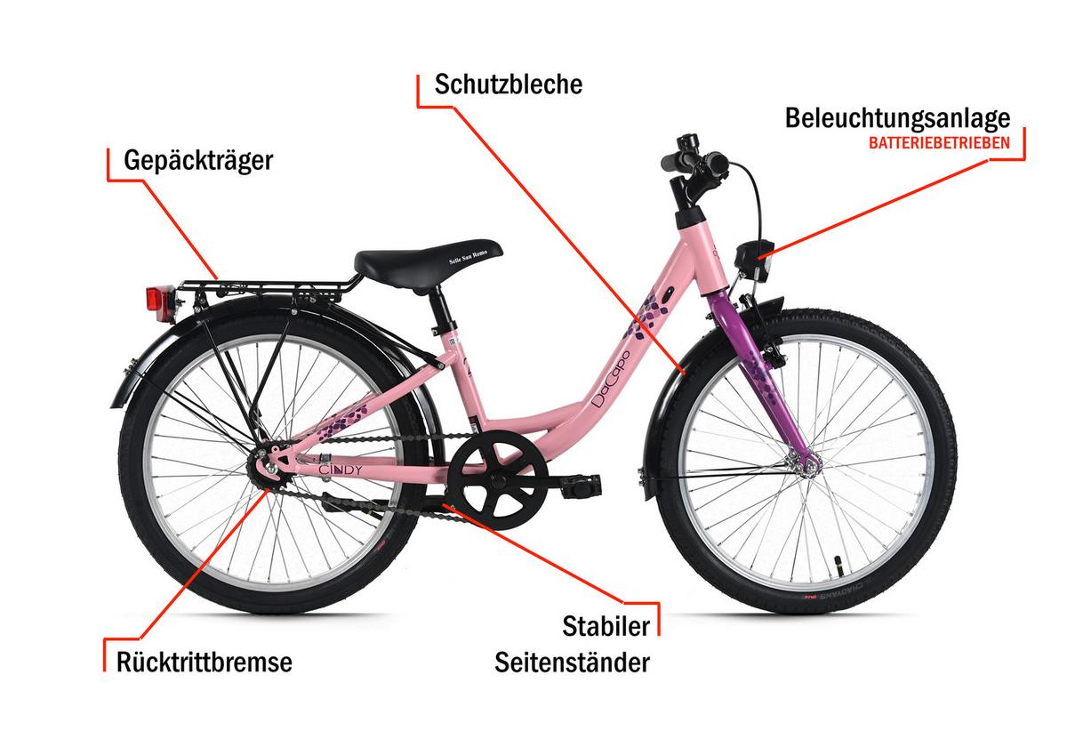 Dacapo Kinderfahrrad Cindy Rosa - Pink, Basics, Metall