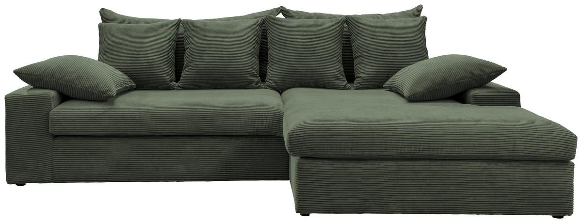 Ecksofa Avellino Grün Cord - Schwarz/Grün, MODERN, Textil (278/200cm) - Livetastic