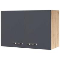 Kuchynská horná skrinka SHADOW 80cm - dub San Remo/farba ušľachtilej ocele, Modern, kov/kompozitné drevo (80/54/32cm)