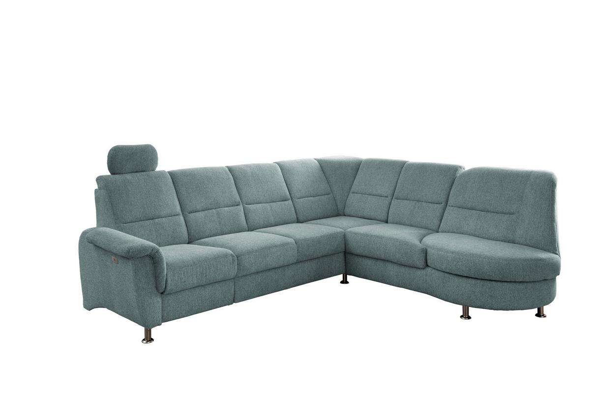 Ecksofa mit Relaxfunktion Parole Blau Chenille - Chromfarben/Blau, MODERN, Textil (275/236cm) - Livetastic