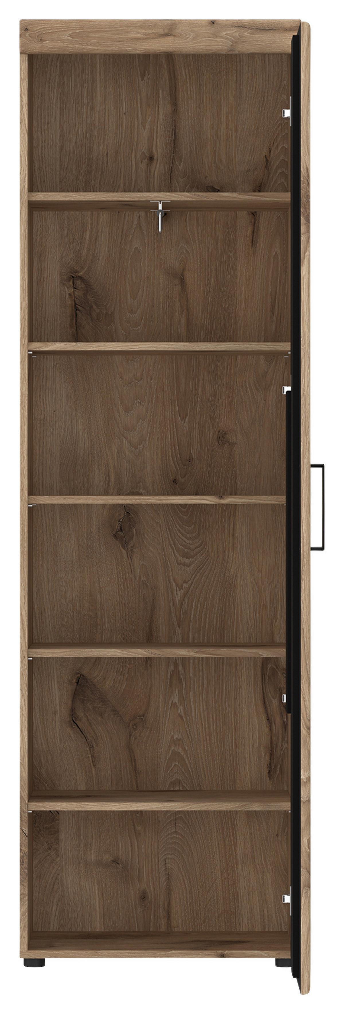Garderobenschrank Grano Eichefarben B: 58 cm - Eichefarben/Schwarz, Trend, Holzwerkstoff (58/195/38cm)