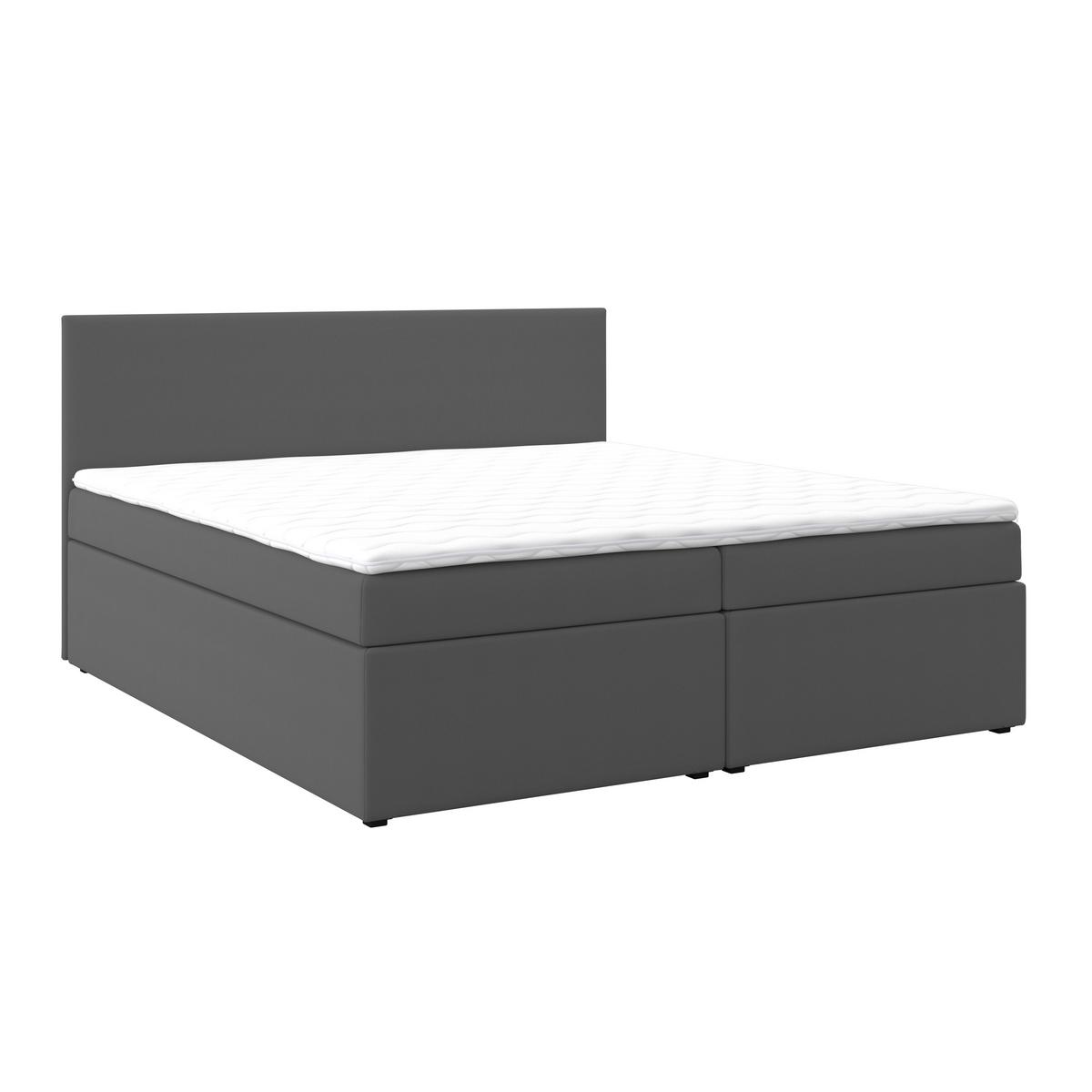 Boxspringová postel LUCY 180x200, šedá - šedá/antracitová, Moderní, dřevo/kompozitní dřevo (180/200cm) - Bessagi Home