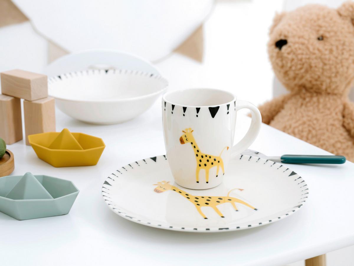 Kindergeschirrset 3 -Teilig. Steinzeug, Giraffe - Multicolor, Basics, Keramik - Creatable