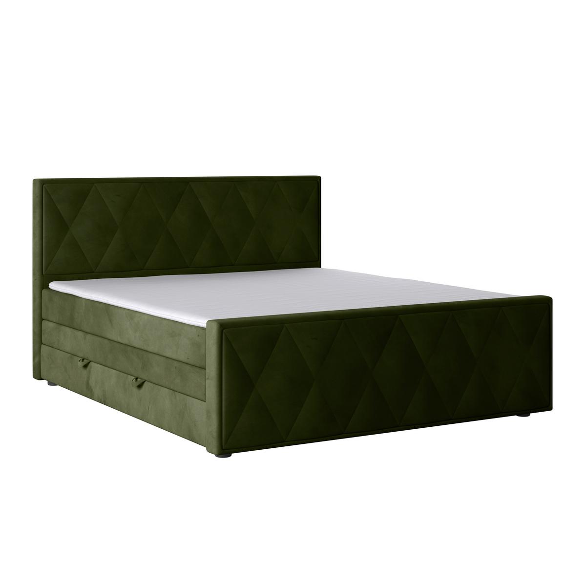 Boxspringbett mit Bettkasten Porto 180x200 cm Grün - Grün, MODERN, Holz/Kunststoff (180/200cm) - MID.YOU