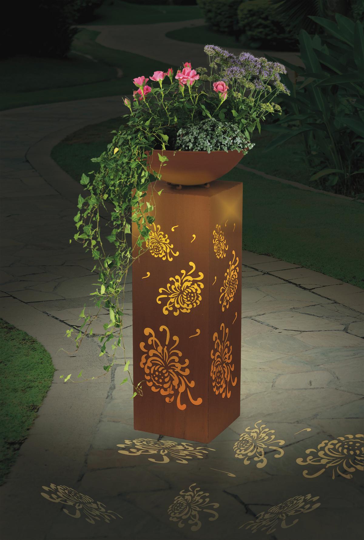 LED-Dekosäule mit Schale Garvida H: 87 cm - Rostfarben, Trend, Metall (34/87/34cm)