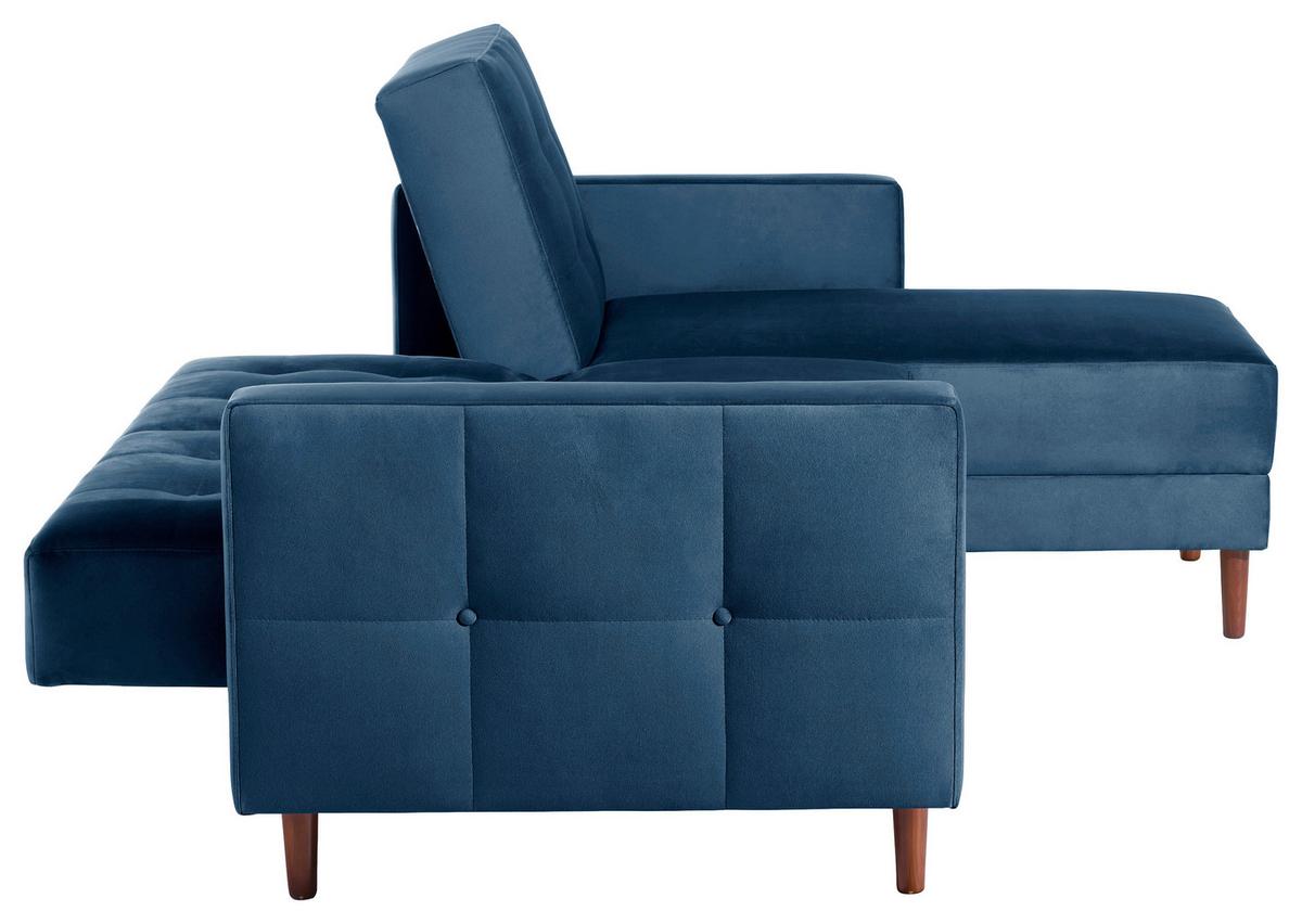 Ecksofa Mit Schlaffunktion Easy Relax Dunkelblau Samt - Eschefarben/Dunkelblau, Design, Textil (223/152cm) - Max Winzer