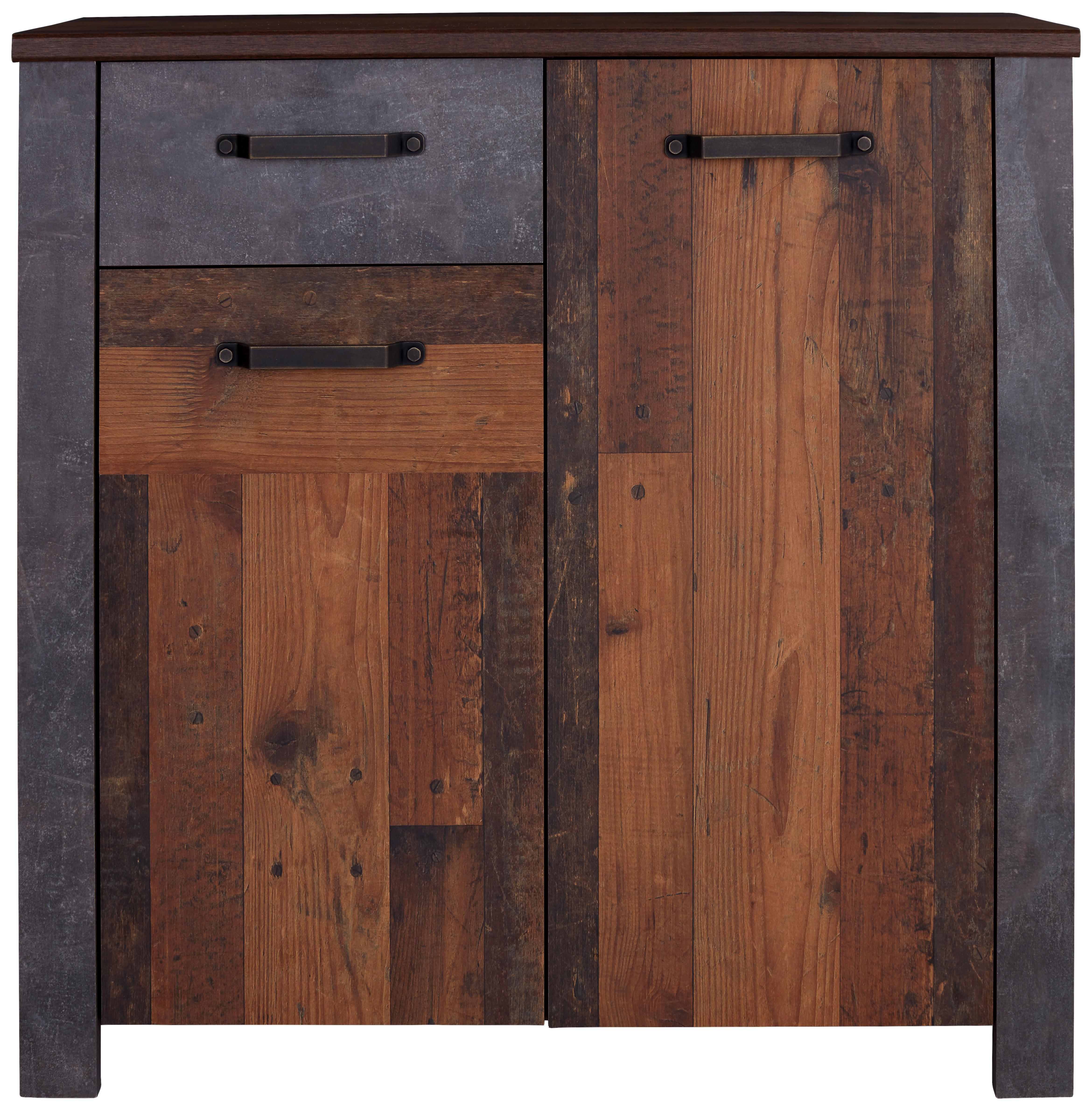Kommode Mit Soft-Close B: 96cm Ontario, Old Style/Betonoptik - Eichefarben/Grau, Trend, Holzwerkstoff (96/94/37cm) - Ondega