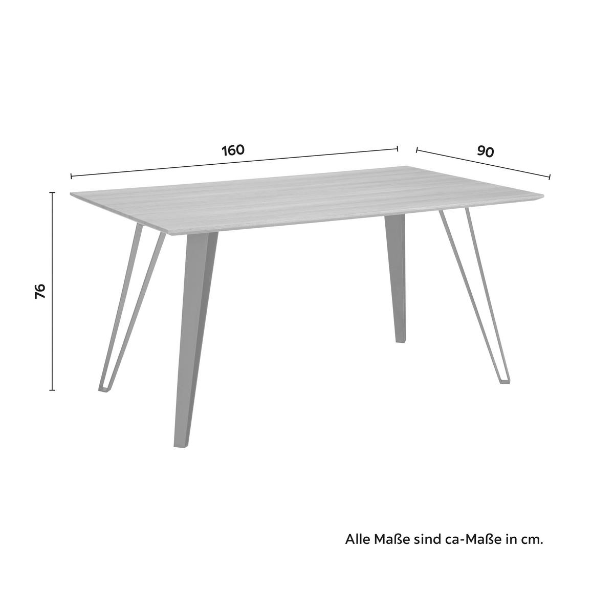 Jídelní stůl Gino přírodní 160x90cm - barvy teak/černá, Moderní, kov/dřevo (160/90/76cm) - Modern Living