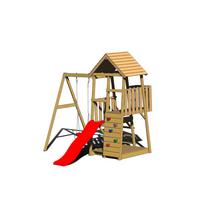 Spielturm Panda Naturfarben/rot, B: 270 Cm - Rot/Naturfarben, KONVENTIONELL, Holz (270/270/290cm)