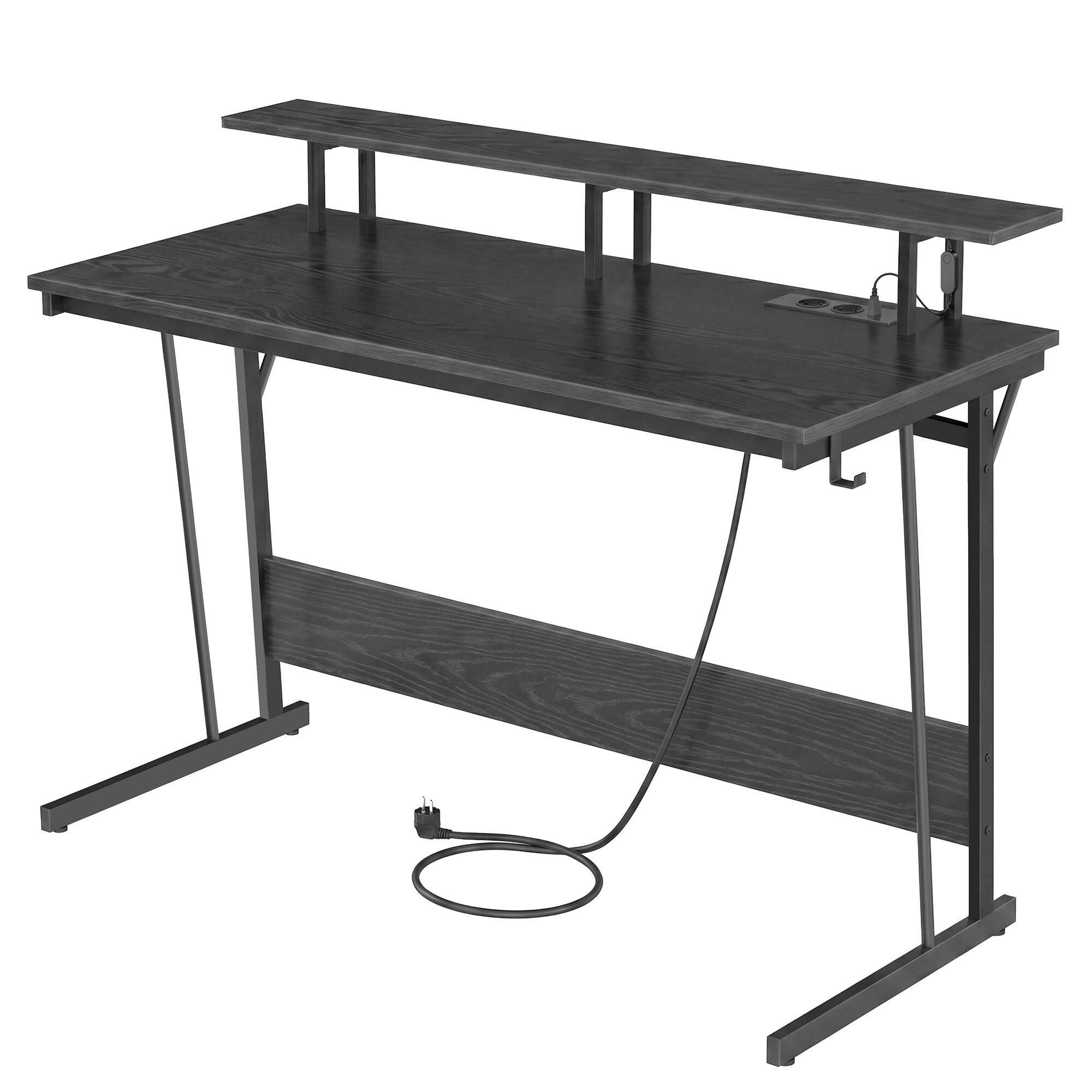 PC stôl LWD192B56V1 - čierna, Trend, kov/kompozitné drevo (120/60/91cm) - MID.YOU