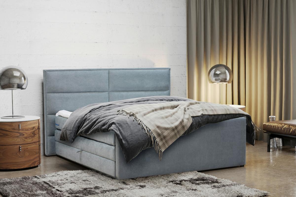 Boxspringbett Mit Topper+ Stauraum 180x200cm Beletto - Schwarz/Grau, Basics, Holz/Textil (180/200cm) - Livetastic