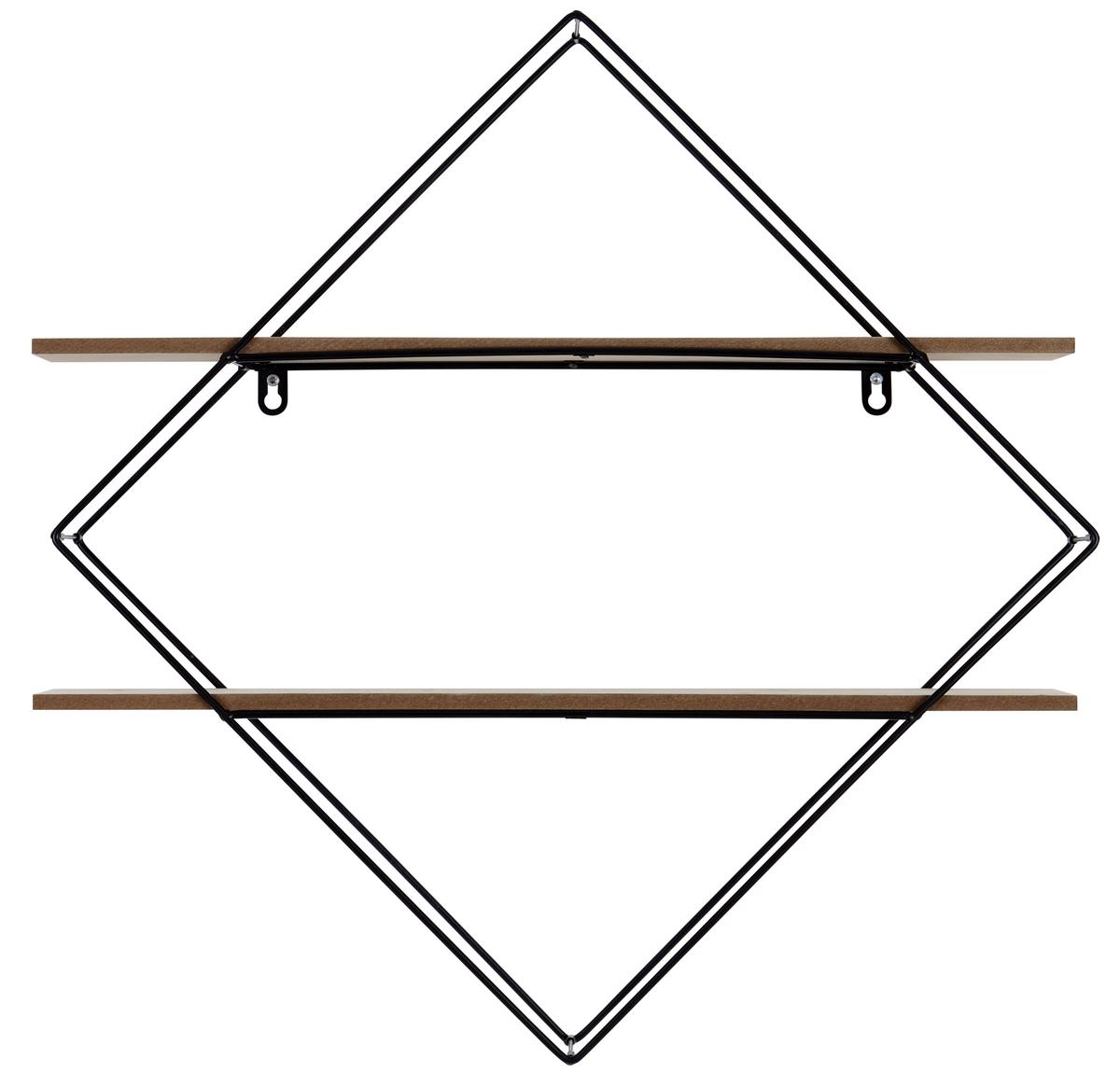 NÁSTĚNNÝ REGÁL ROM 2 - černá/barvy pinie, Moderní, kov/kompozitní dřevo (60/60/15cm)