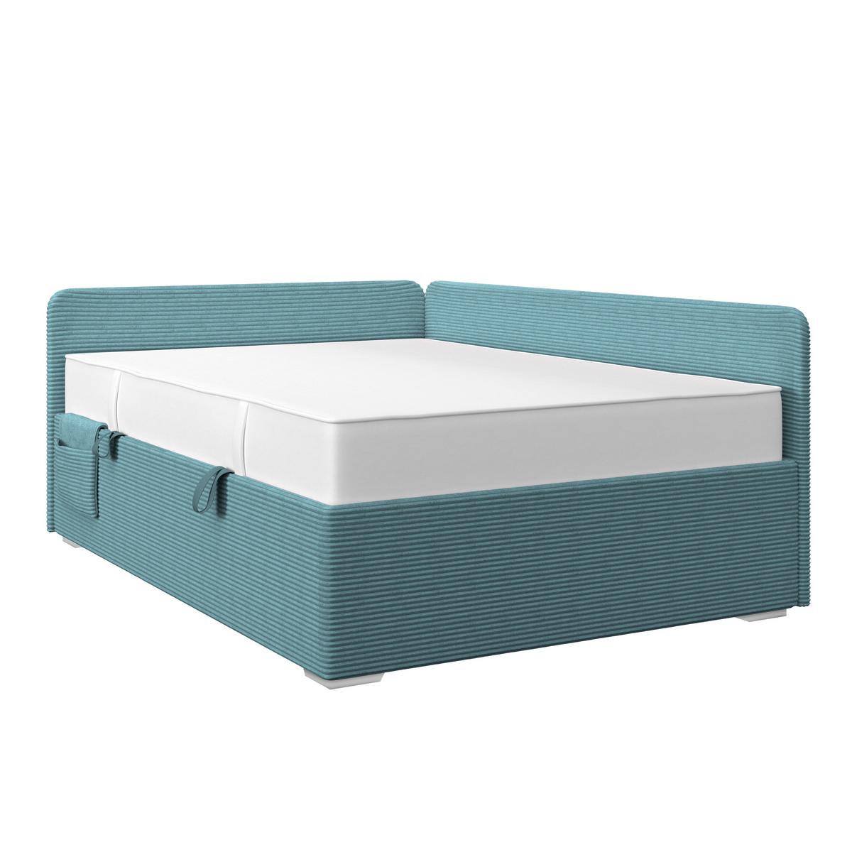 Kárpitozott Ágy Remi 120/200cm - kék/ezüstszínű, Modern, textil/fa (120/200cm)