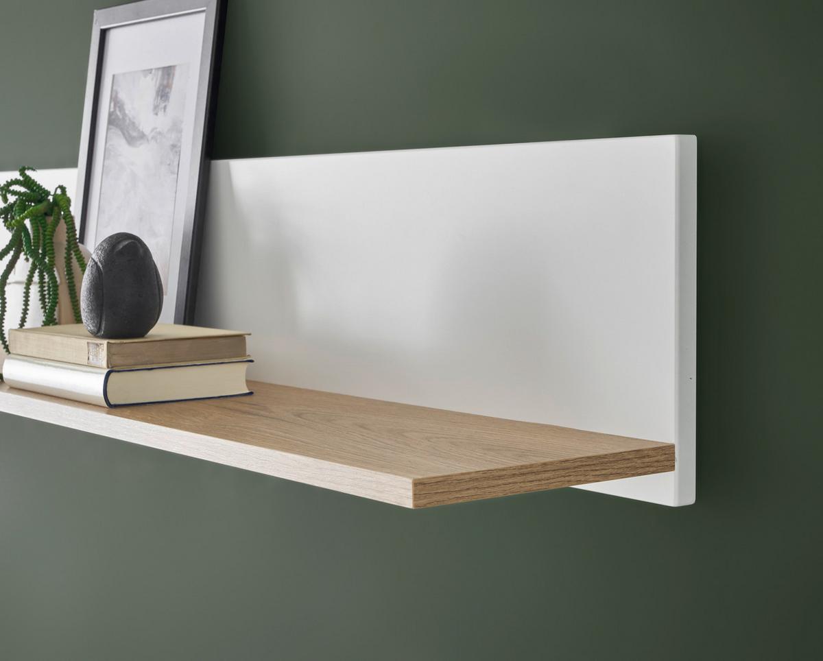 Wandboard Hudson Weiß/Eichefarben B: 150 cm - Eichefarben/Weiß, Design, Holzwerkstoff (150/22/21cm) - MID.YOU