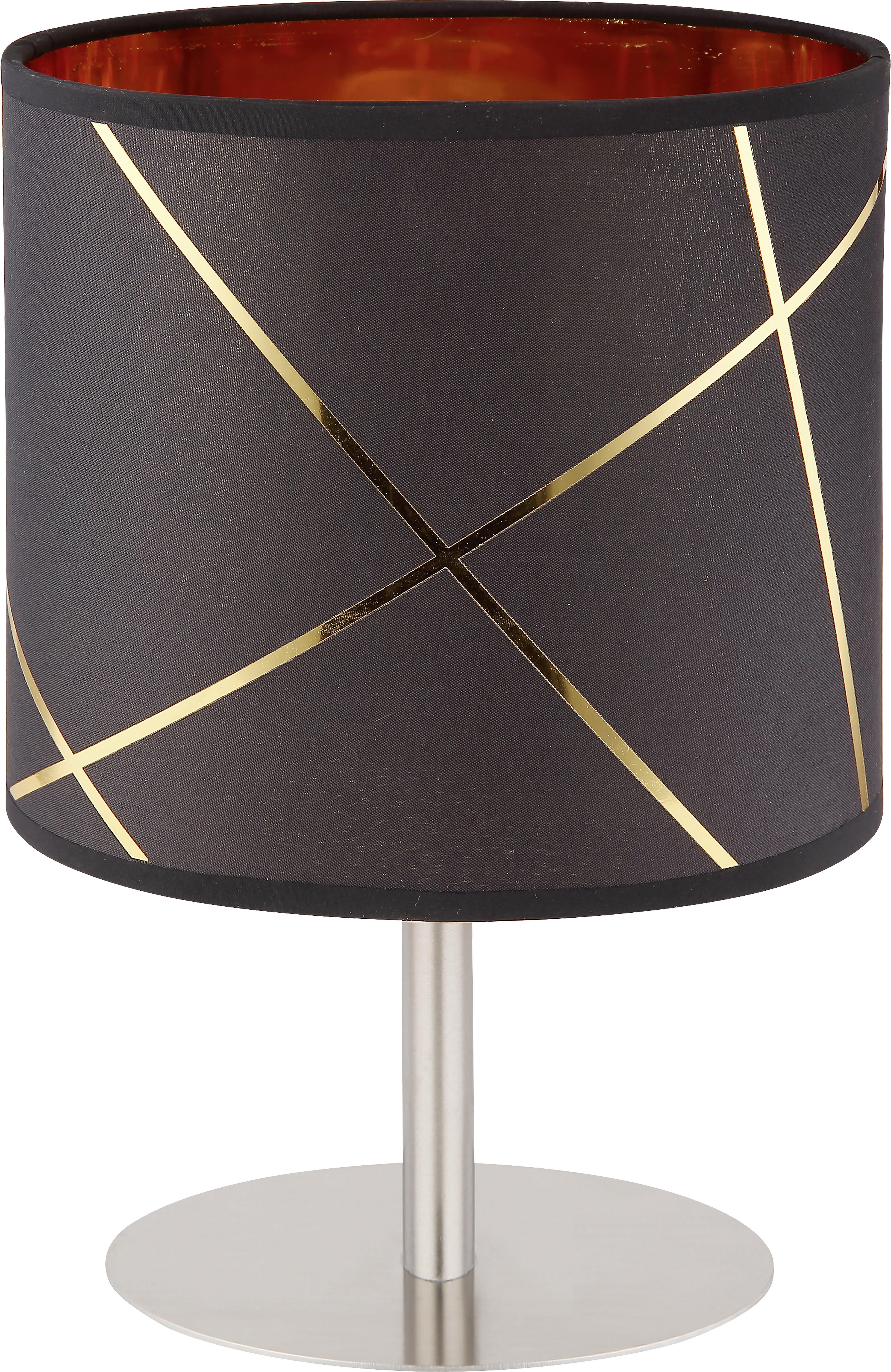 Tischlampe Siwon Schwarz/ Goldfarben mit Schalter - Goldfarben/Schwarz, ROMANTIK / LANDHAUS, Textil/Metall (18/10/25cm) - James Wood