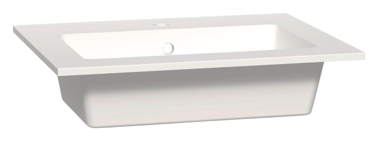 Waschbecken Weiss Hochglanz, B: 61 cm