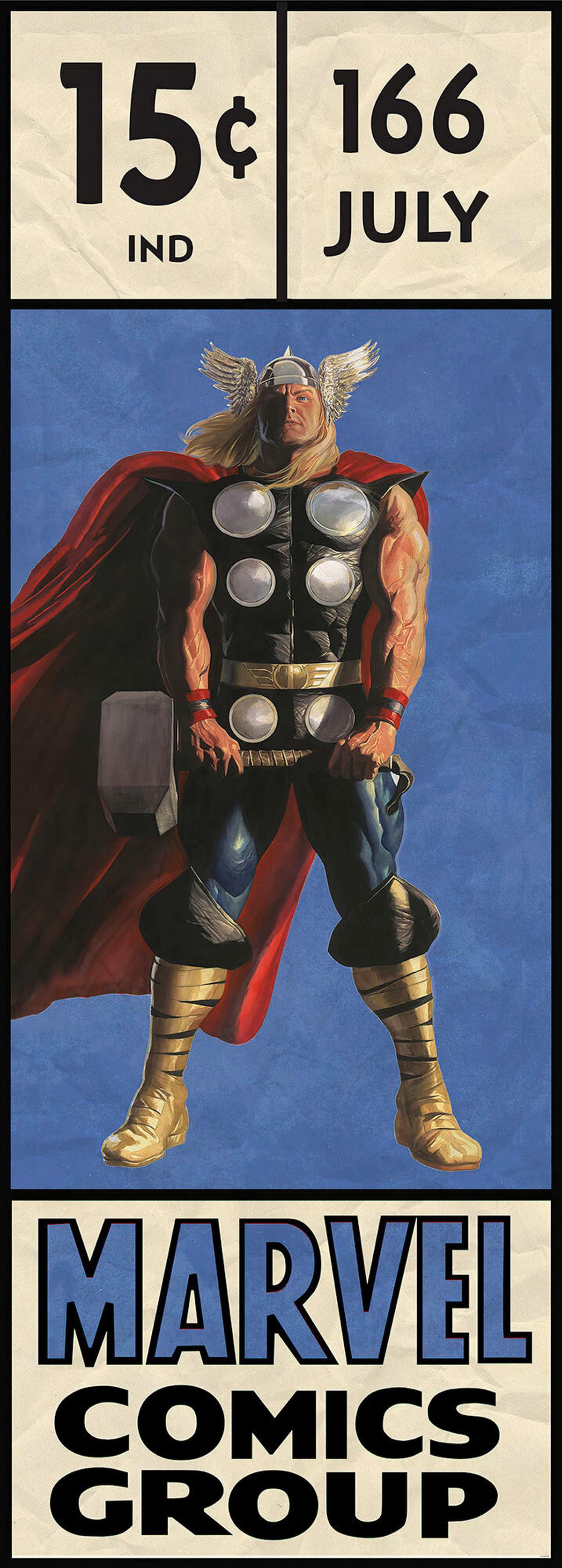 Fototapete Thor Retro Comic Box - Multicolor, Trend, Textil (100/280cm)