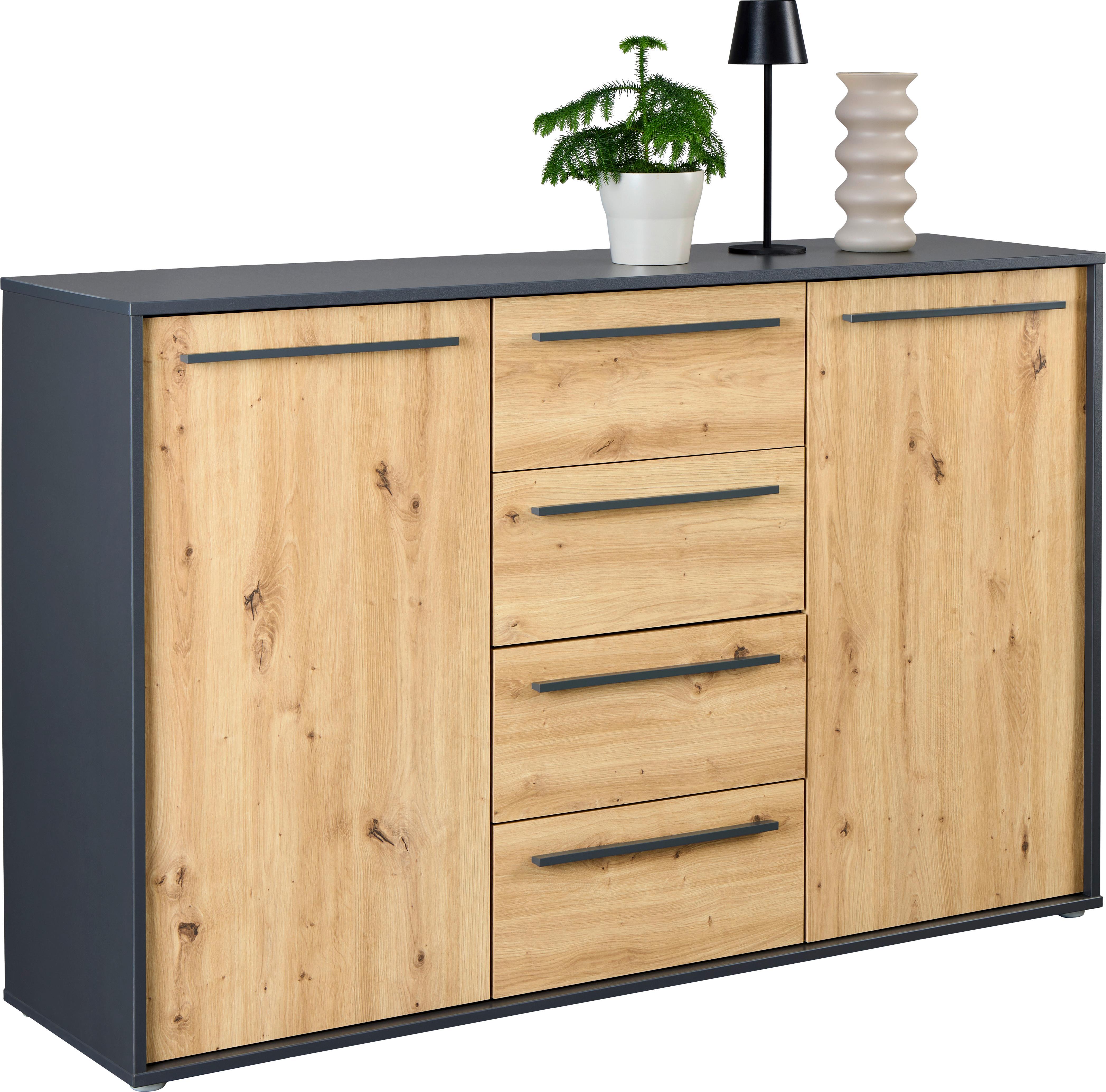 KOMODA ADRIANO 3 - antracitová/dub artisan, Trend, kompozitné drevo/plast (149/94,8/41,2cm)
