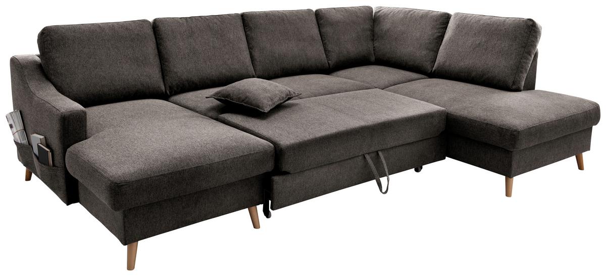 Wohnlandschaft Valentina Mit Schlaffunktion Braun - Braun/Naturfarben, KONVENTIONELL, Textil (150/301/200cm) - P & B