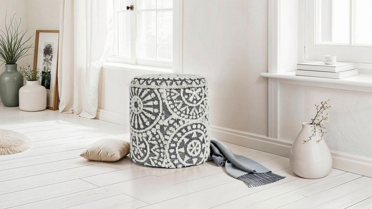 Hocker Grau B: 40cm - Grau, Design, Textil (40/45/40cm) - MID.YOU