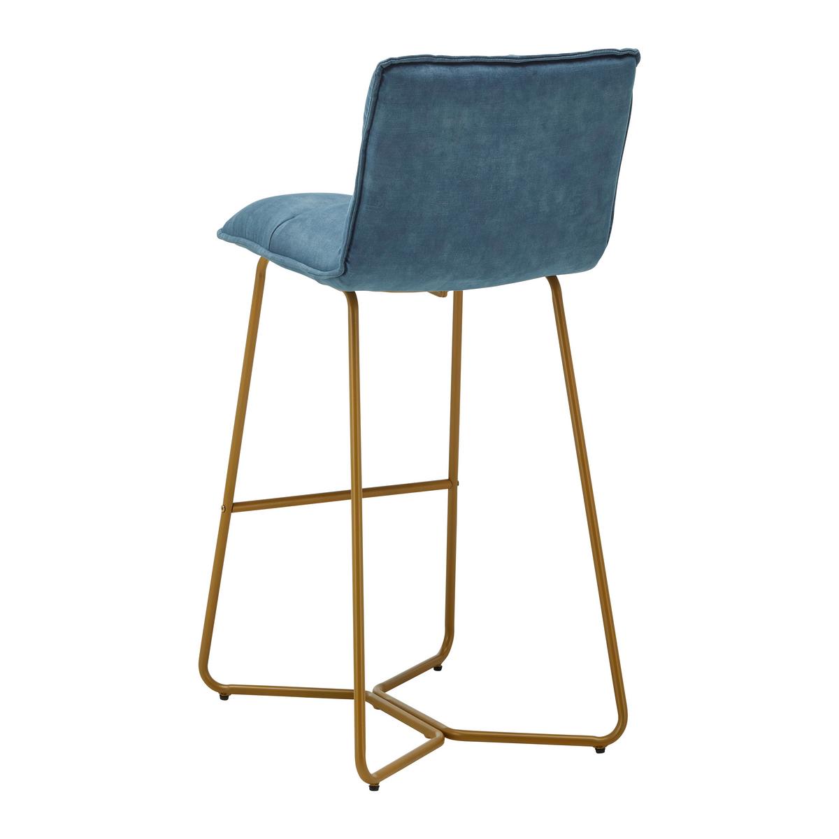 Barová židle Fonia ze sametu - modrá - modrá/barvy zlata, Moderní, kov/dřevo (46/103,5/57cm) - P & B