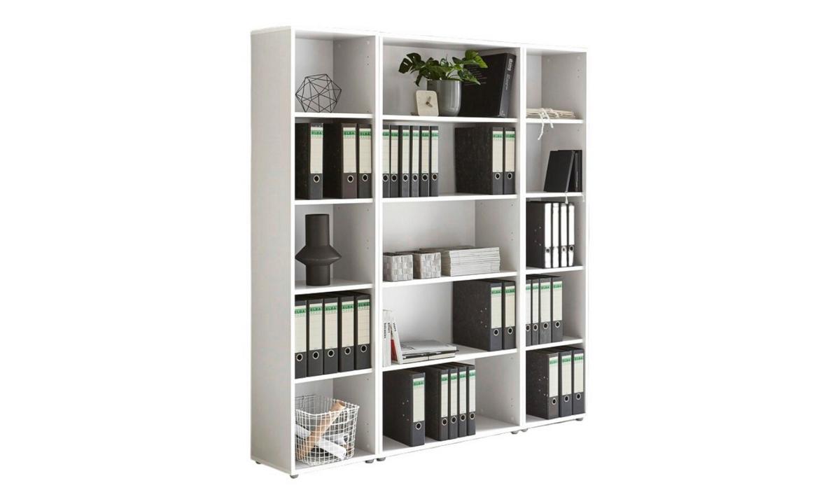 Aktenregal Weiß B: 84,4cm - Silberfarben/Weiß, MODERN, Holzwerkstoff (84,4/185,6/33cm) - MID.YOU