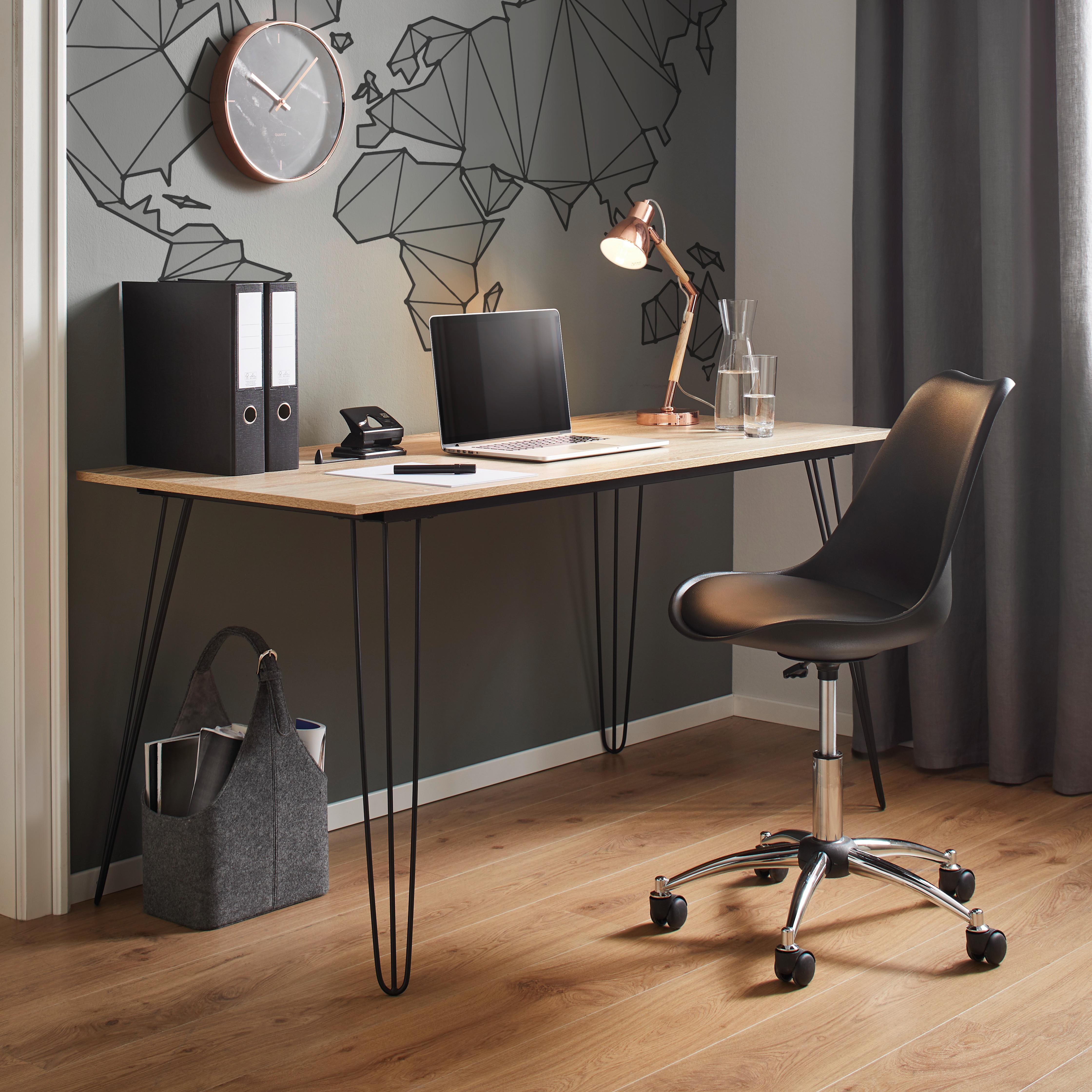 Psací Stůl Julian 150x70 Cm - černá/barvy dubu, Moderní, kov/kompozitní dřevo (150/70/75cm) - Bessagi Home