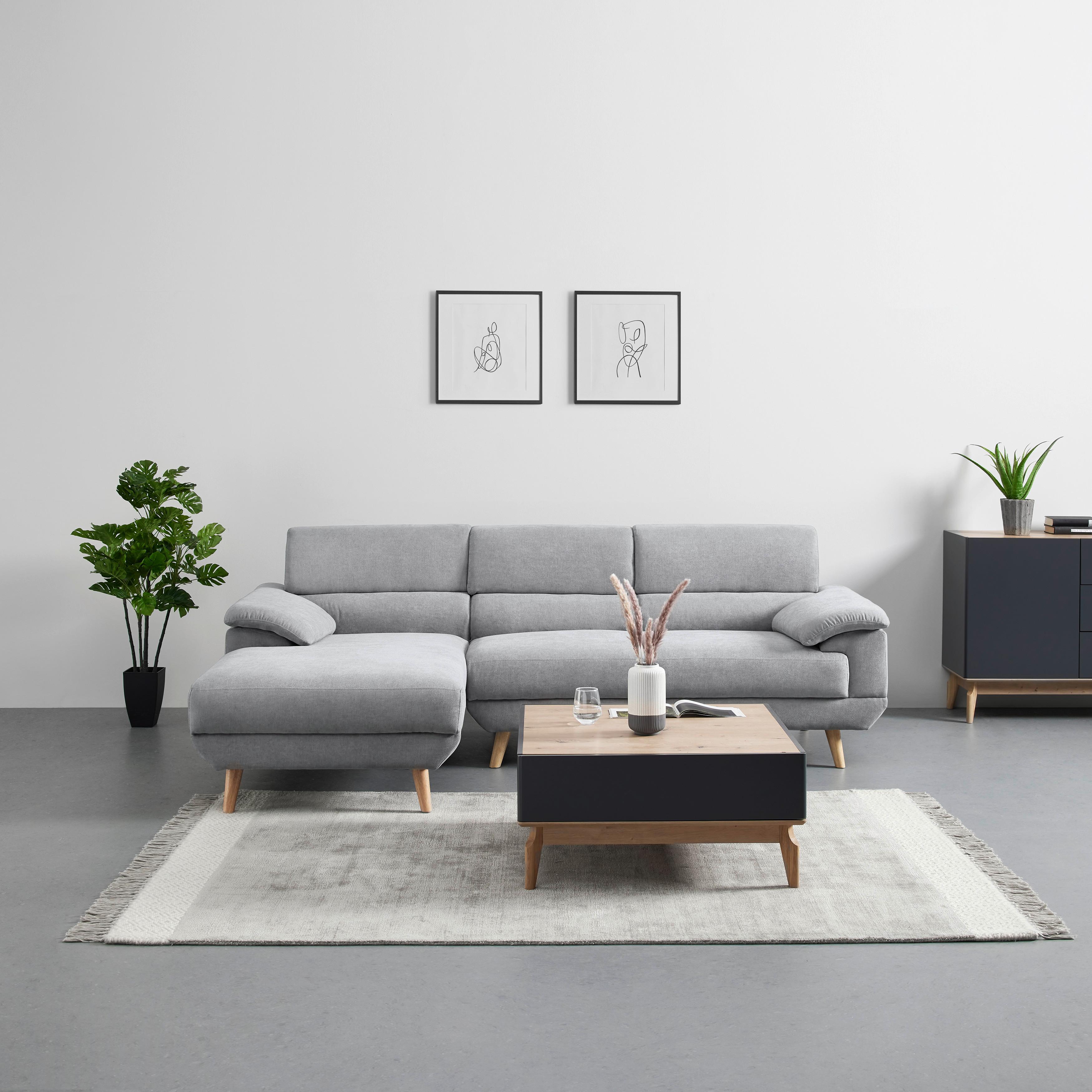 Sedacia Súprava V Tvare Písmena L "sandra" Svetlosivá - svetlosivá, Moderný, drevo/textil (246/86/155cm) - Bessagi Home