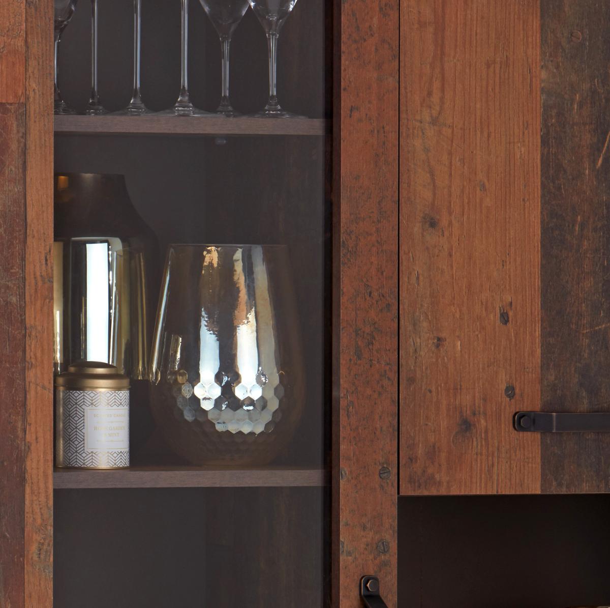 VITRÍNA ONTARIO - šedá/barvy dubu, Moderní, kompozitní dřevo/plast (106/200/41,5cm) - Ondega