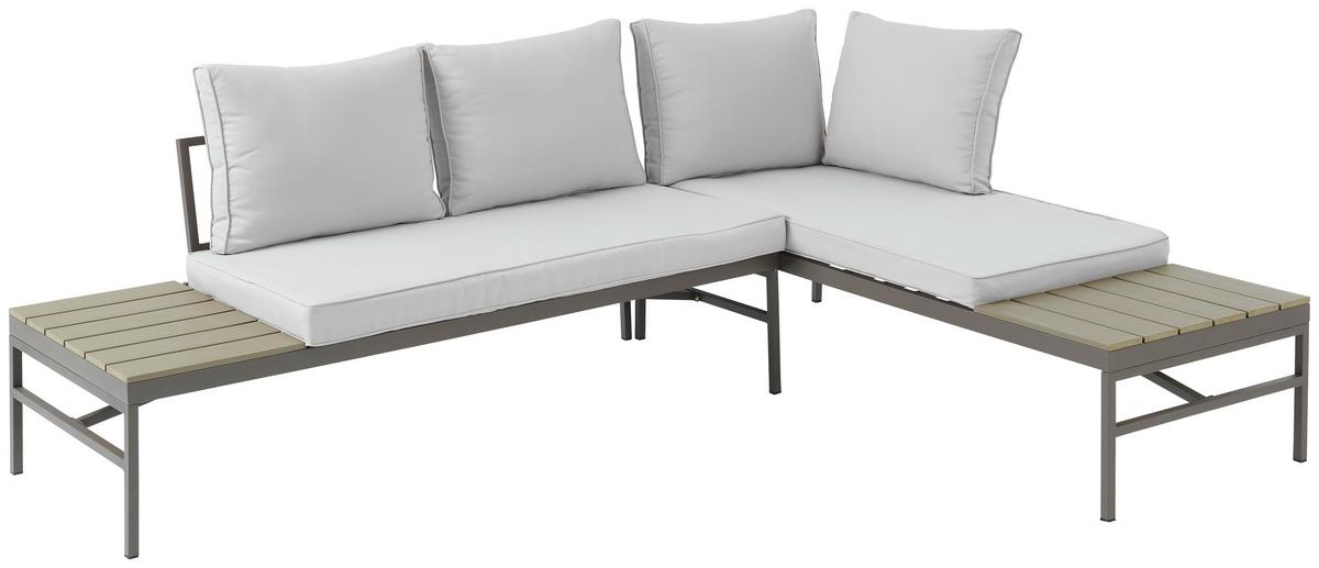 Lounge-garnitúra Oslo - barna/szürke, Modern, műanyag/textil (215/154,5cm)